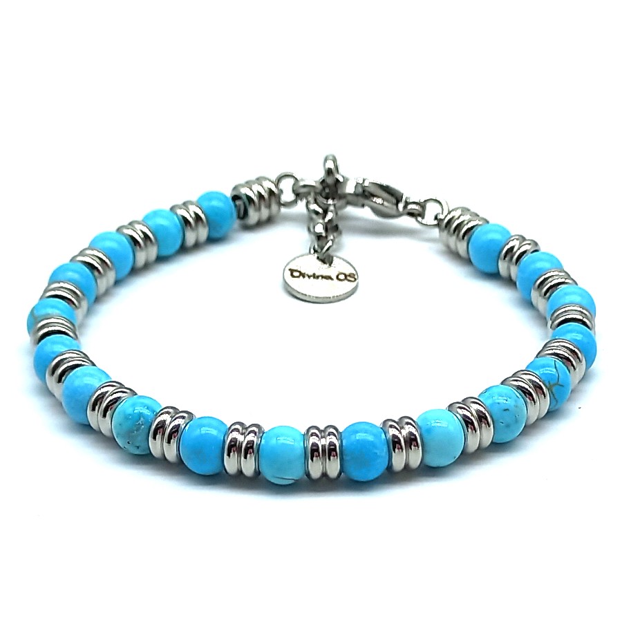 Bracciale Top Steel & Pietra Dura | Pasta di Turchese | 6 mm