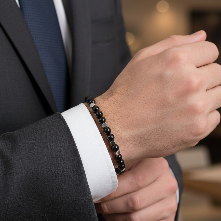 Bracciale Supreme | Onice Nera | 6 mm - immagine 2