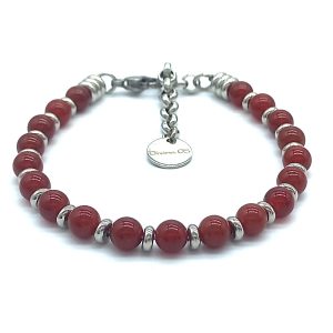 Bracciale Basic Steel & Pietra Dura | Corniola | 6 mm