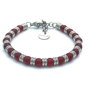 Bracciale Top Steel & Pietra Dura | Corniola | 6 mm