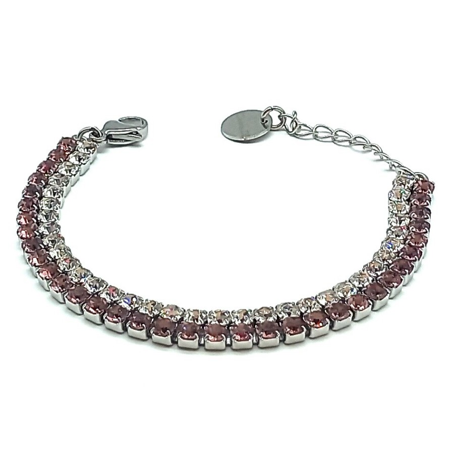 Bracciale Tennis Double | Steel Silver & Crystal Elements 3 mm | 14 Colori - immagine 9