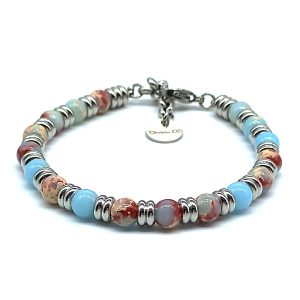 Bracciale Top Steel & Pietra Dura | Sedimento Marino | 6 mm