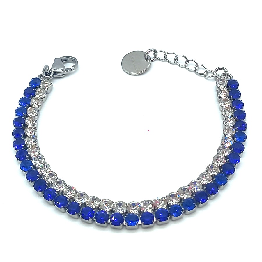 Bracciale Tennis Double | Steel Silver & Crystal Elements 3 mm | 14 Colori - immagine 4