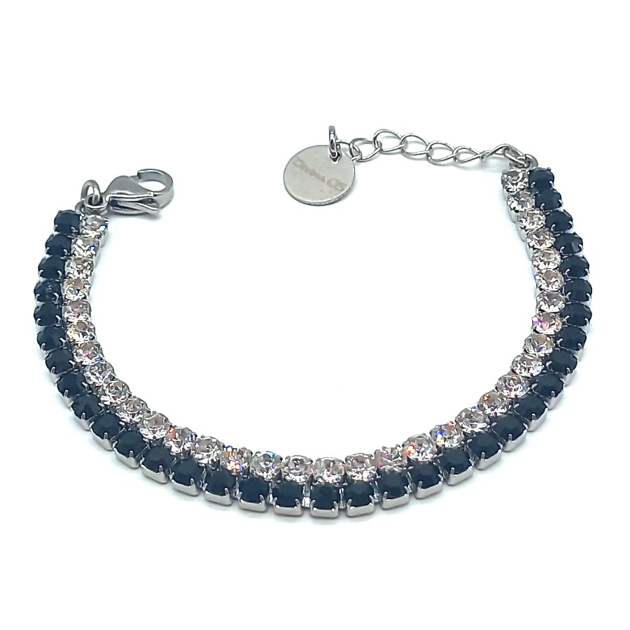 Bracciale Tennis Double | Steel Silver & Crystal Elements 3 mm | 14 Colori - immagine 7