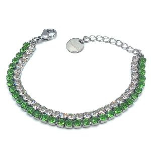 Bracciale Tennis Double | Steel Silver & Crystal Elements 3 mm | 14 Colori
