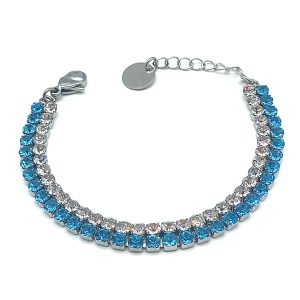 Alternative view of Bracciale Tennis Double | Steel Silver & Crystal Elements 3 mm | 14 Colori