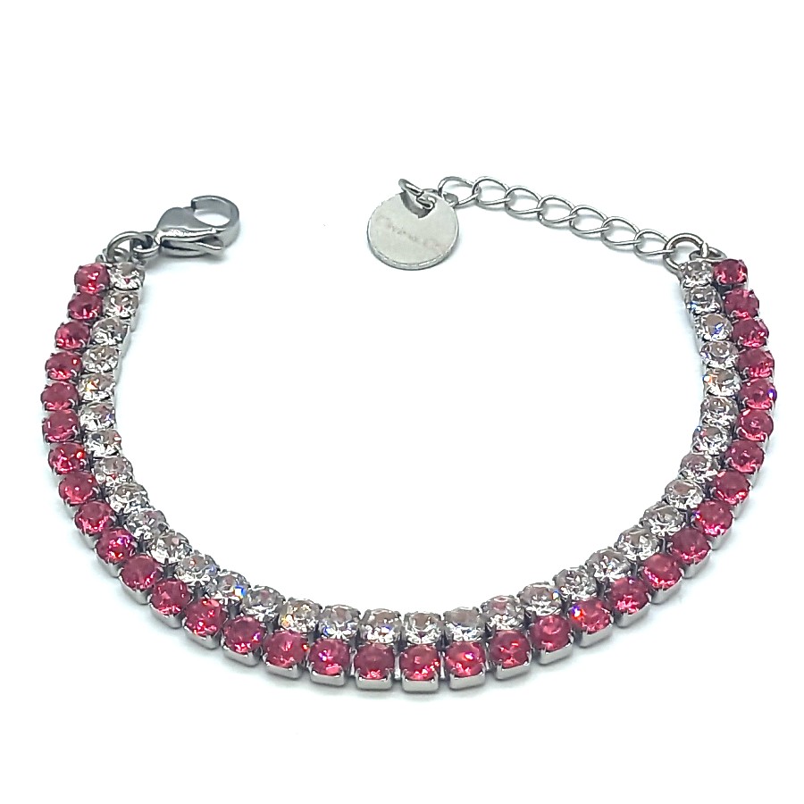 Bracciale Tennis Double | Steel Silver & Crystal Elements 3 mm | 14 Colori - immagine 5
