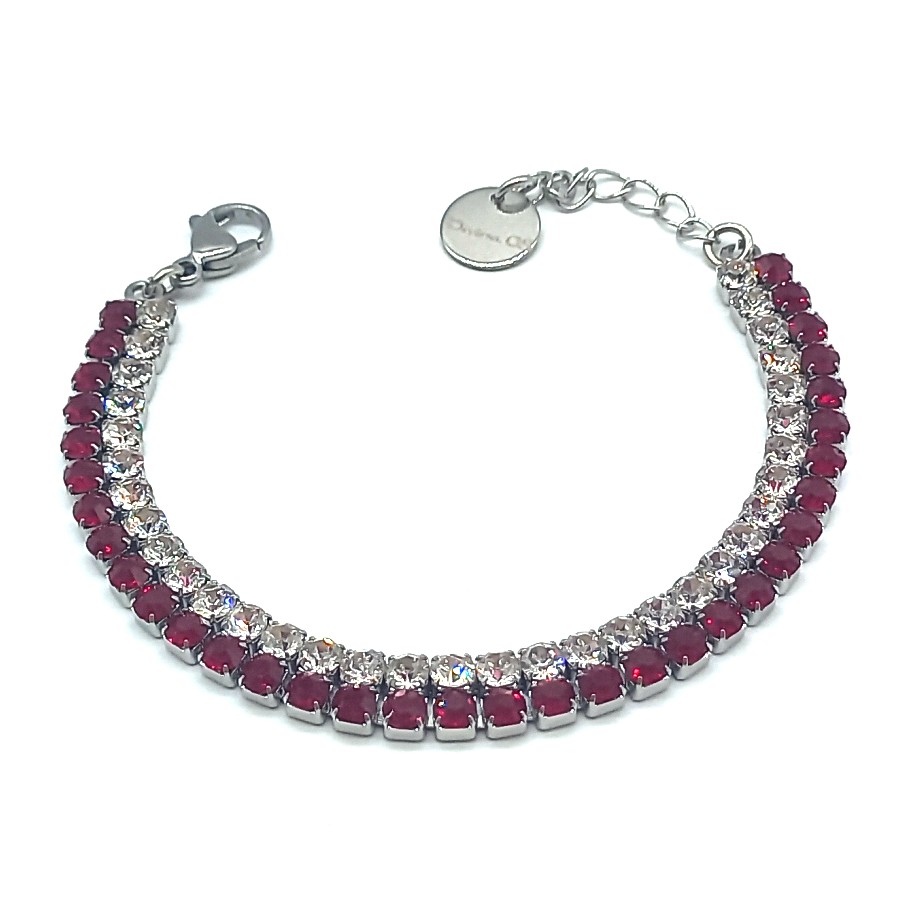 Bracciale Tennis Double | Steel Silver & Crystal Elements 3 mm | 14 Colori - immagine 3