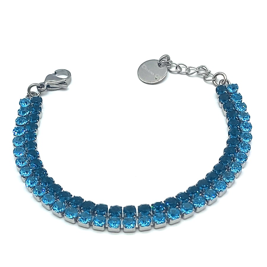 Bracciale Tennis Double | Steel Silver & Crystal Elements 3 mm | 14 Colori - immagine 13