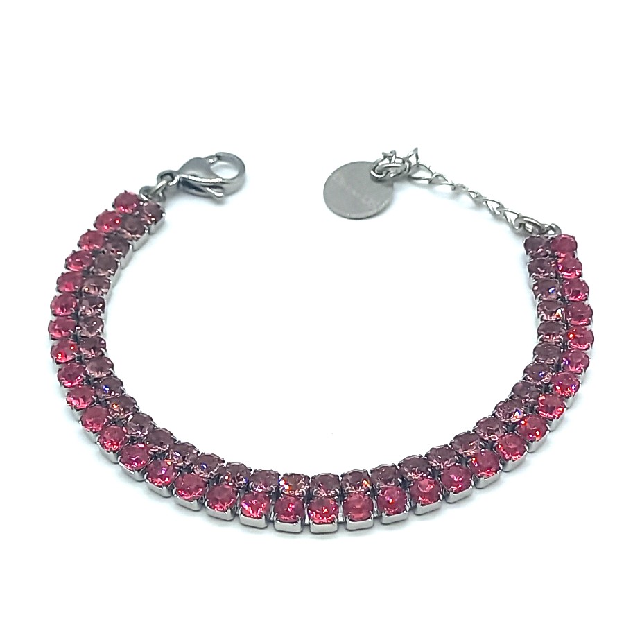Bracciale Tennis Double | Steel Silver & Crystal Elements 3 mm | 14 Colori - immagine 12