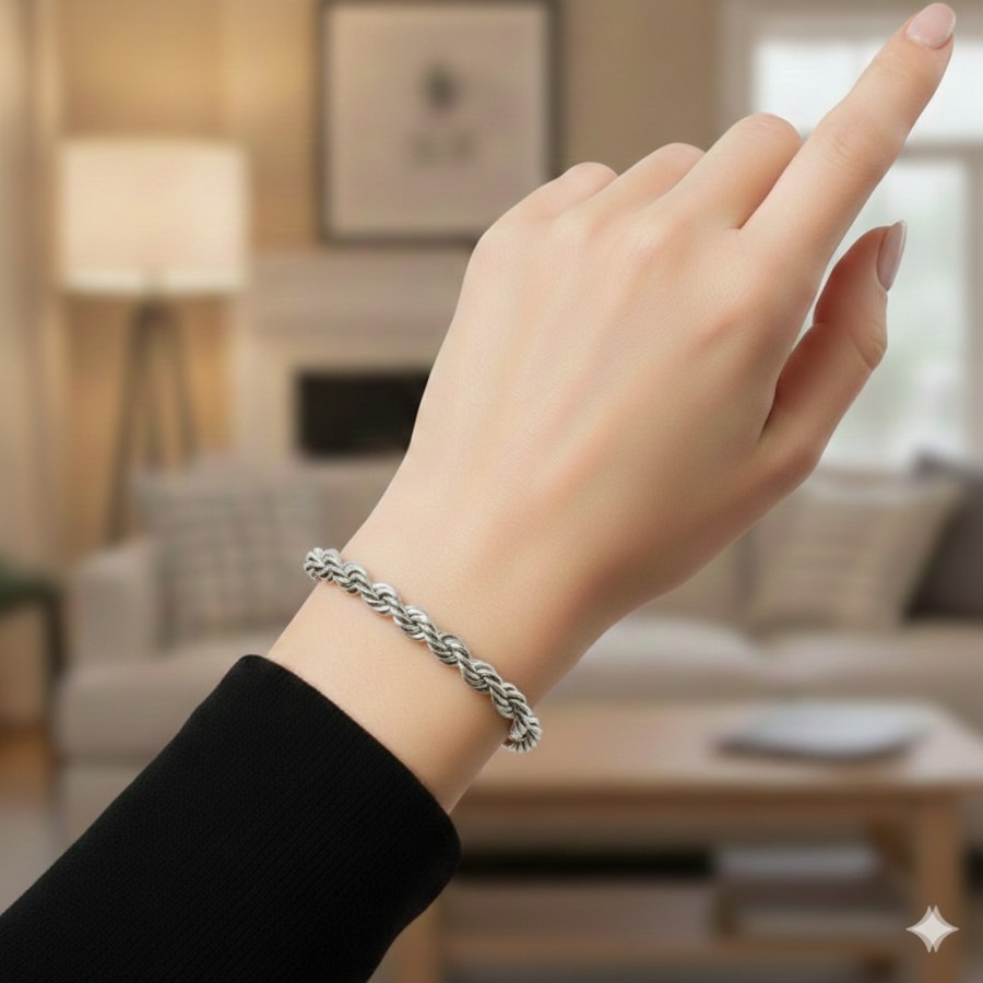 Bracciale Torchon Unisex | Acciaio Inossidabile Silver - immagine 4
