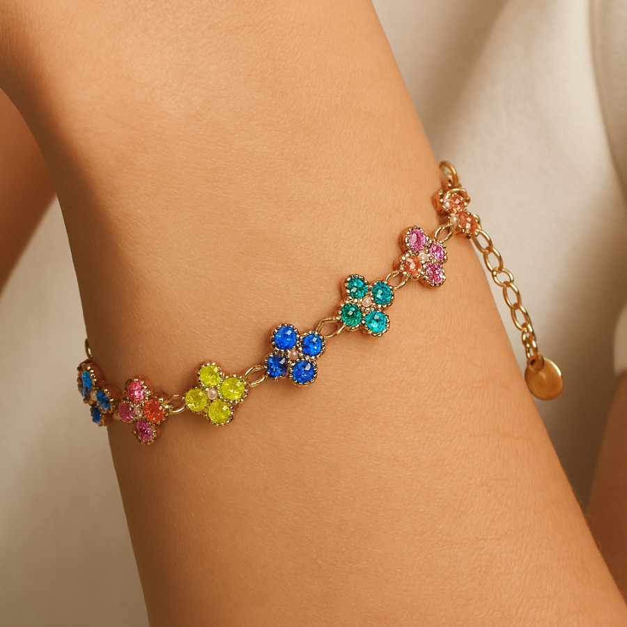 Bracciale Must Flower | Base Acciaio Inossidabile | Crystal Elements in 5 Sequenze - immagine 4