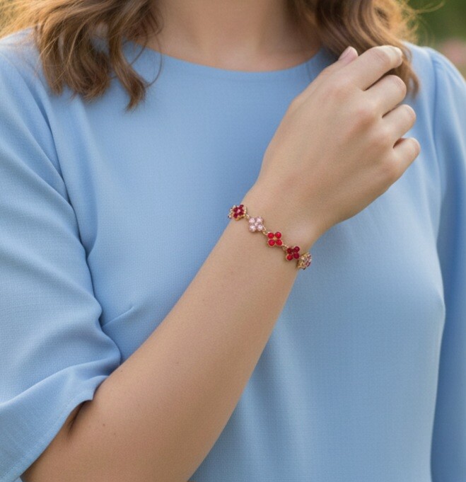 Bracciale Must Flower | Base Acciaio Inossidabile | Crystal Elements in 5 Sequenze - immagine 6