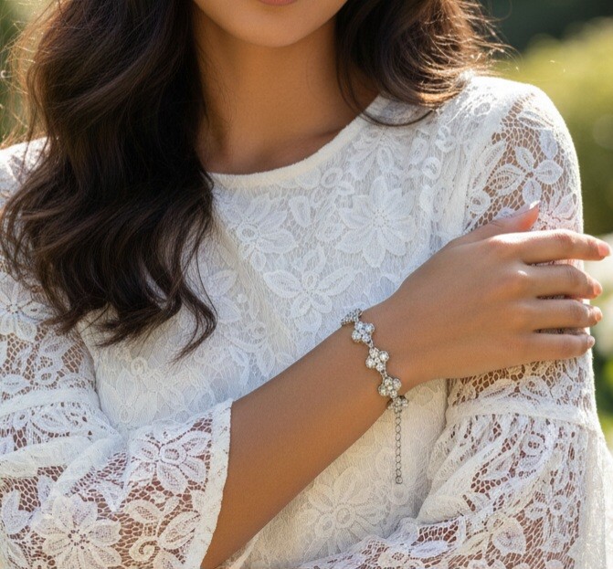 Bracciale Must Flower | Base Acciaio Inossidabile | Crystal Elements in 5 Sequenze - immagine 8