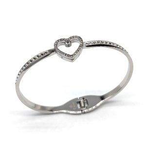 Bracciale Rigid Cuore | Acciaio Inossidabile | Apri & Chiudi a Molla