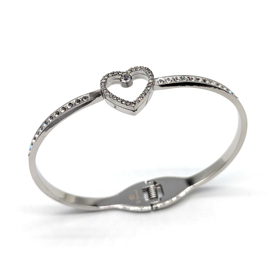 Bracciale Rigid Cuore | Acciaio Inossidabile | Apri & Chiudi a Molla