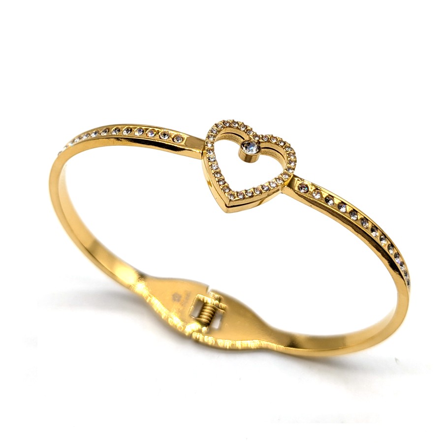 Bracciale Rigid Cuore | Acciaio Inossidabile | Apri & Chiudi a Molla - immagine 3