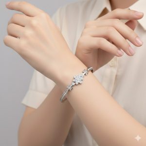 Alternative view of Bracciale Rigid Fiori | Acciaio Inossidabile | Apri & Chiudi a Molla